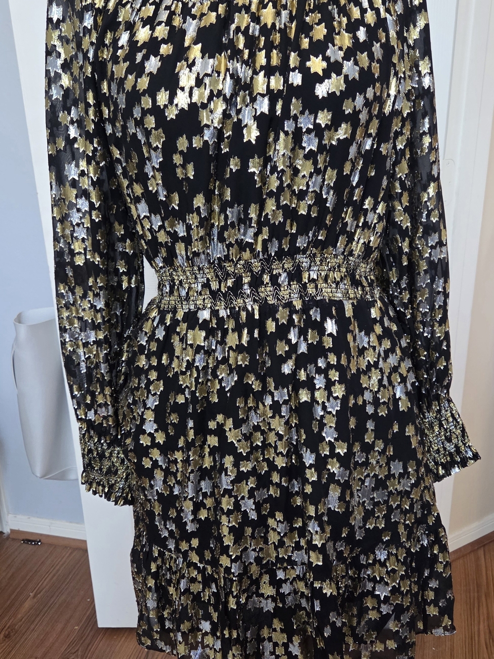 Michael Kors Black Dress with Gold and Silver Star Print